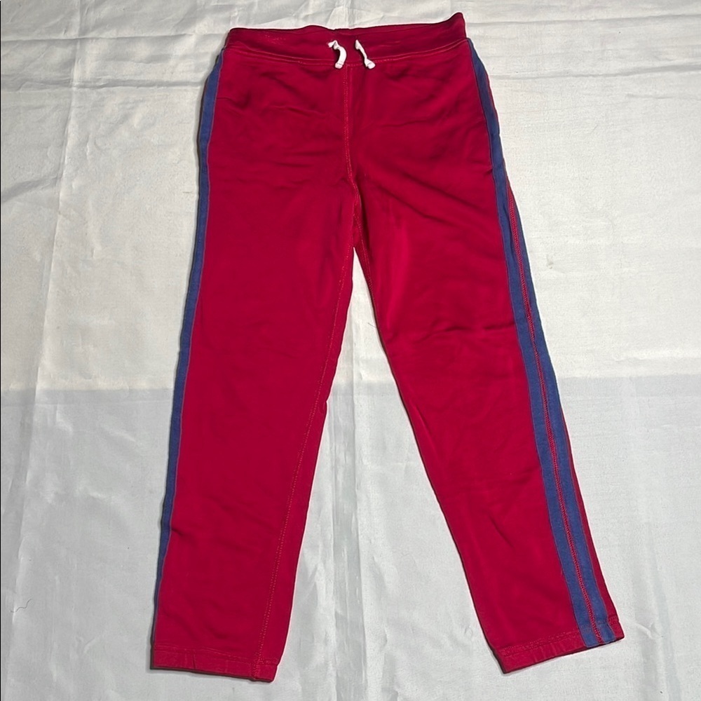 CREWCUTS Red Kids Track Pants with Blue Stripes Size 12